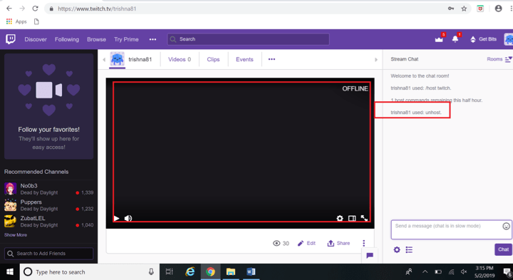How to unhost on twitch